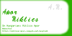 apor miklics business card